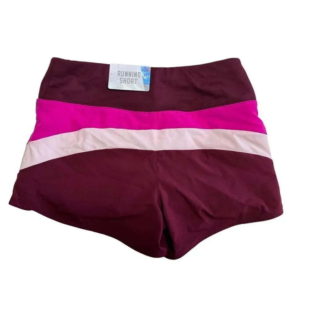 Justice Color Block Running Shorts Size 8 Pink BURGUNDY NEW